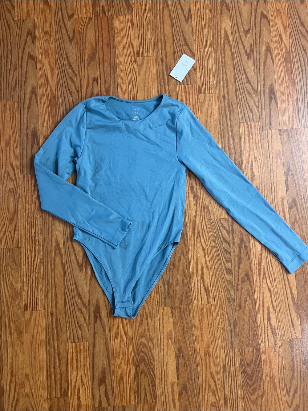 Women's Long Sleeve Seamless Bodysuit - A New Day Teal size medium